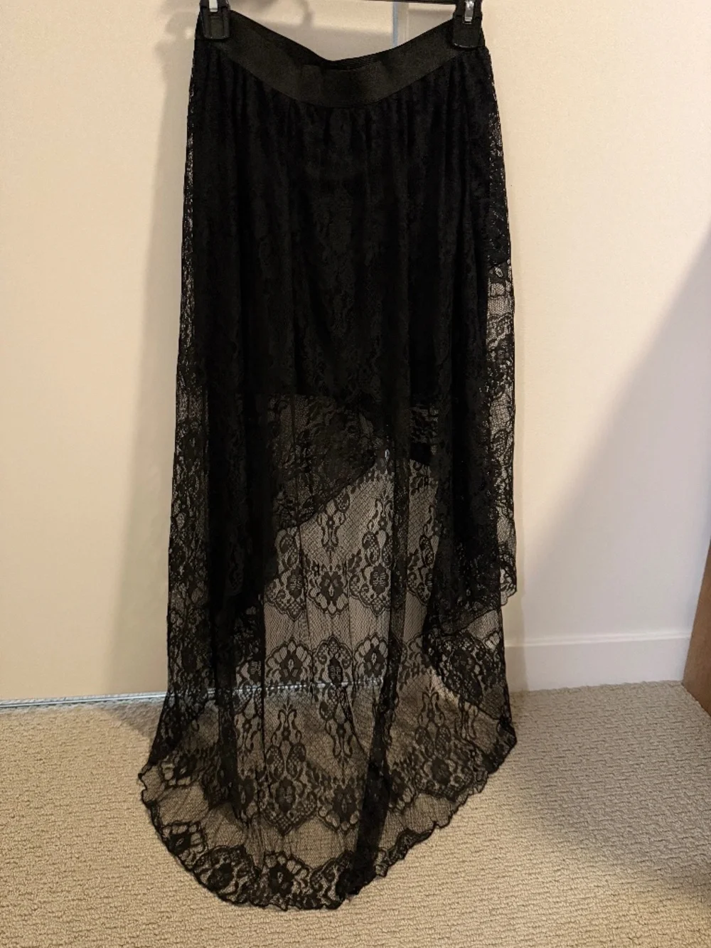 CECICO Black Lace High-Low Maxi Skirt Size Small Gothic Boho - Picture 1 of 5